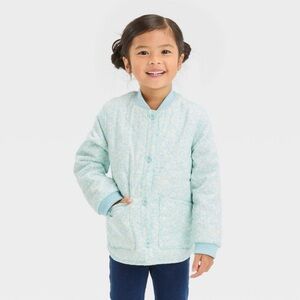 Baby Girls' Floral Printed Quilted Jacket - Cat & Jack™ Blue 2T